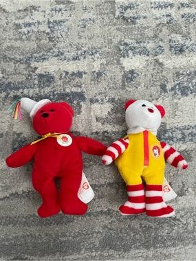 Ty McDonald's Teenie Beanies Lot of 2 Ronald McDonald & Red Bear 1995
